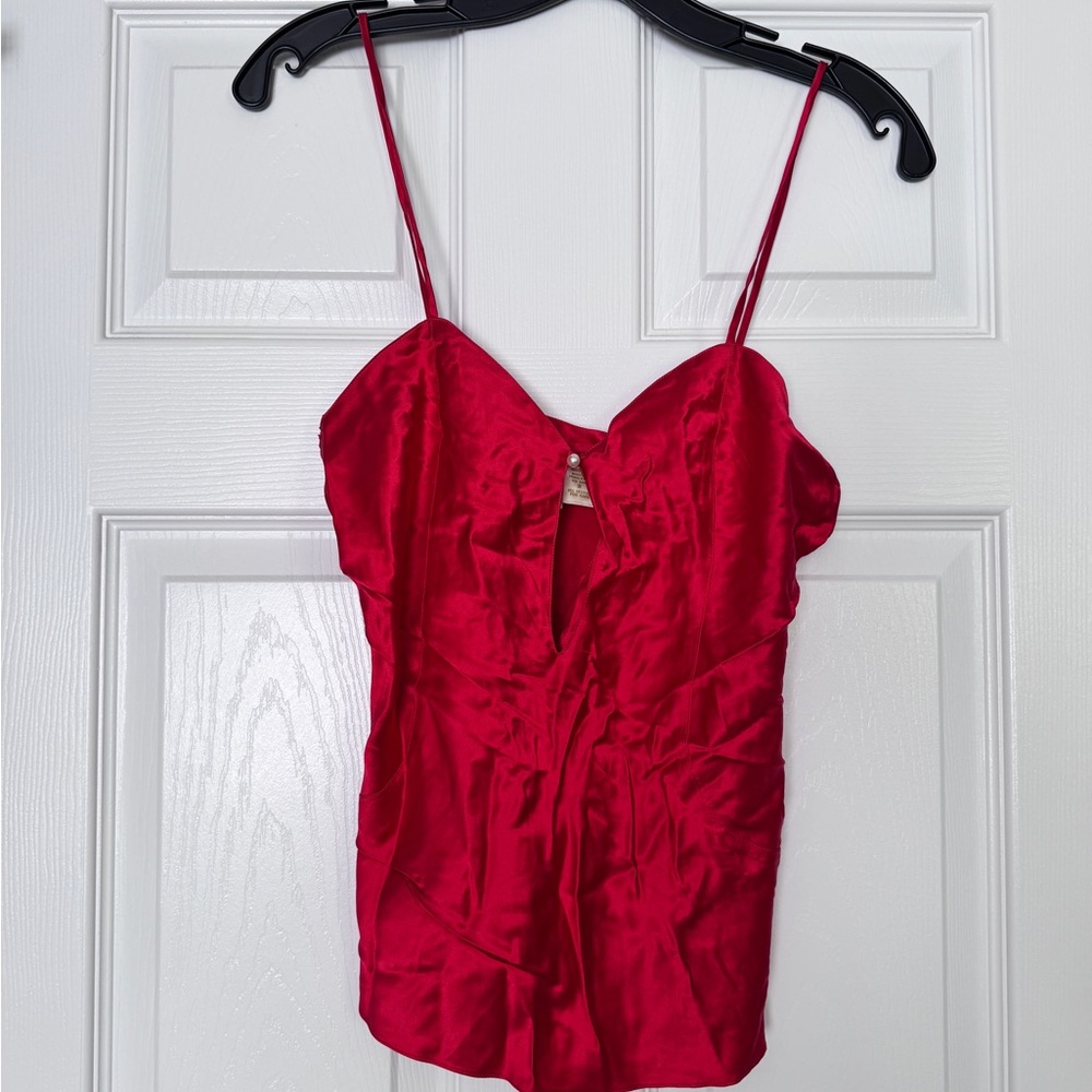 Elegant Red Silk Women's Top